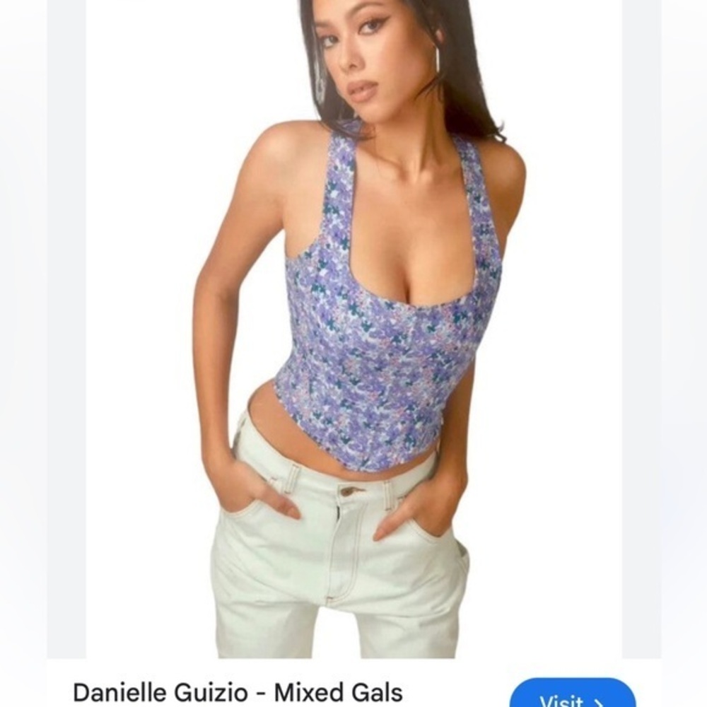 Mixedgals Woman’s Floral  Lace Feminine Racerback Corset Top Size Small